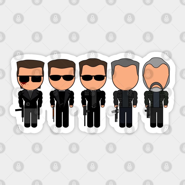 The Terminator Through the Ages - "Vector-Eds" Sticker by TwistedKoala